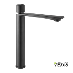 Μπαταρία Νιπτήρα Υψηλή με Βαλβίδα Clic-Clac Halo Vicario Black Matt
