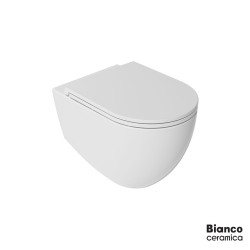 Λεκάνη Κρεμαστή LENTA/53 Rimless με κάλυμμα Soft Close MS38C, Bianco Ceramica White Matt
