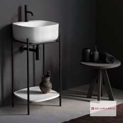 Έπιπλο μπάνιου Laila 2702-NROP με ράφι 2709-300 χωρίς νιπτήρα, Scarabeo