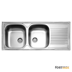 Νεροχύτης Κουζίνας Ανοξείδωτος Valley 116x50 Fortinox Inox Λείο