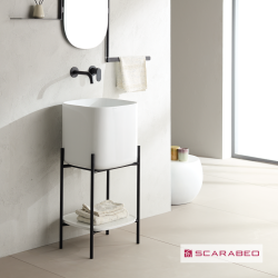 Έπιπλο μπάνιου Laila 2701-NROP με ράφι 2709-300 χωρίς νιπτήρα, Scarabeo