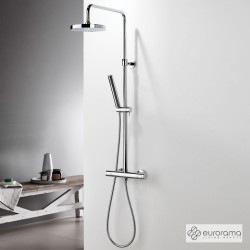 Θερμοστατική Μπαταρία Ντουζιέρας με Κεφαλή και Κολώνα ρυθμιζόμενου ύψους Thermo Round Eurorama Chrome