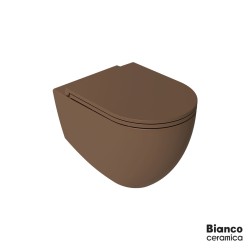 Λεκάνη Κρεμαστή LENTA/53 Rimless με κάλυμμα Soft Close MS38C, Bianco Ceramica Taupe Matt